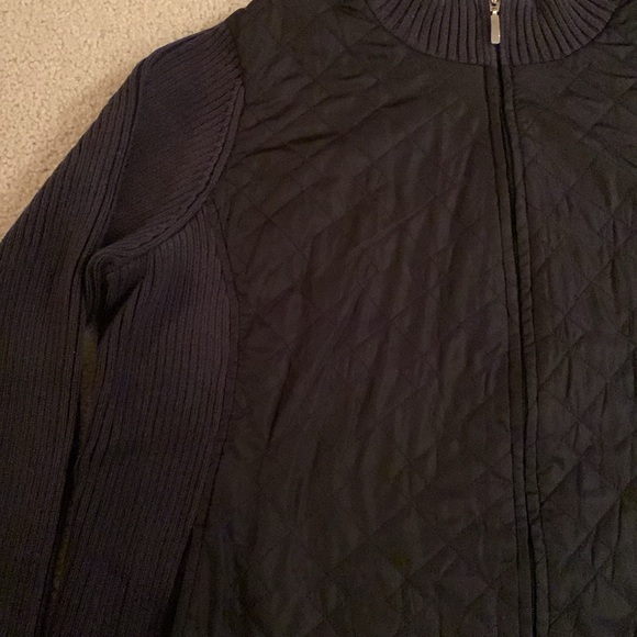 Croft & Barrow Women’s Quilted/Ribbed Mock Turtle Neck Black Sweater Jacket (2X) - Picture 3 of 17